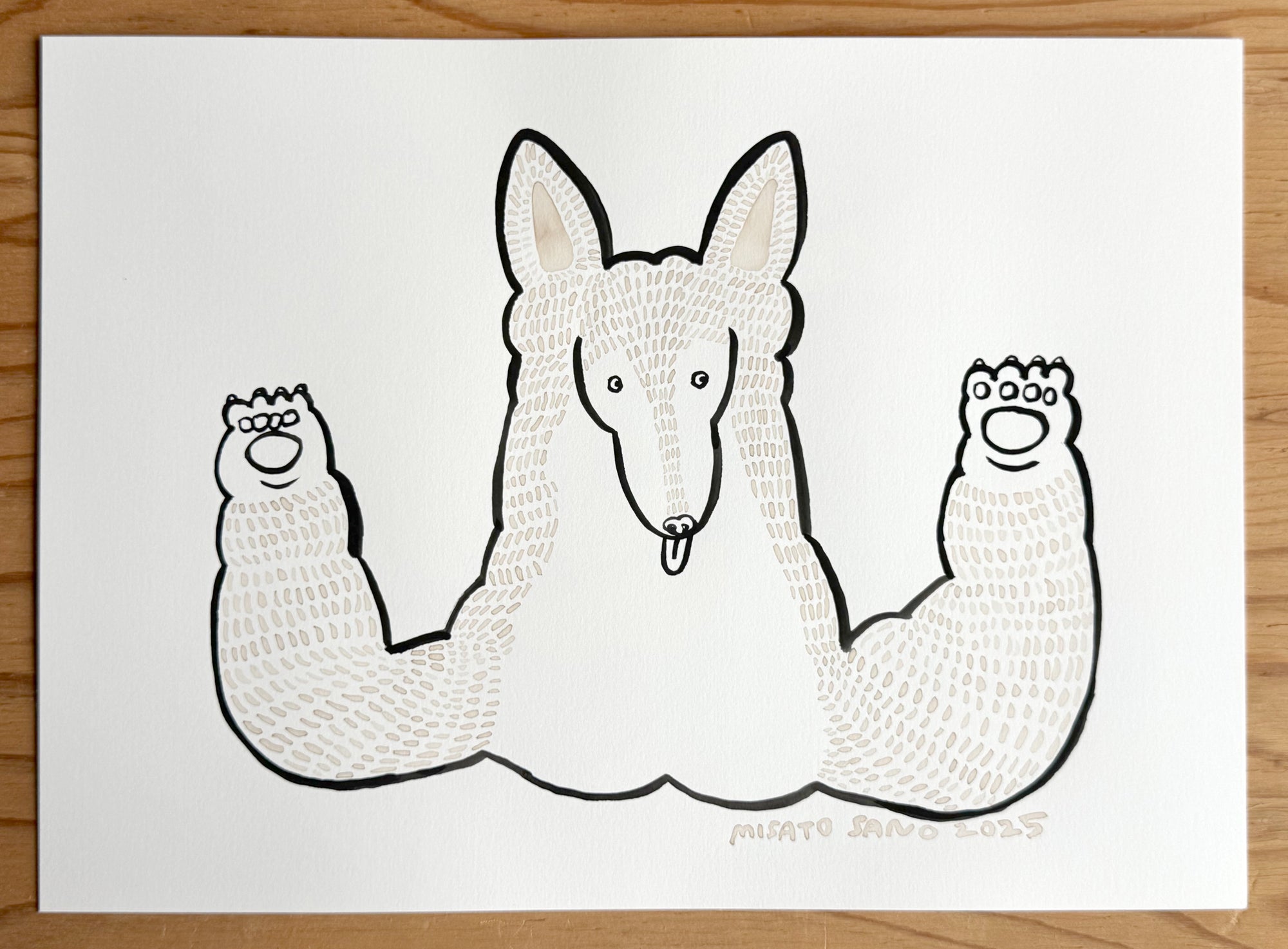 Illustration of a dog with arm muscles on a white background
