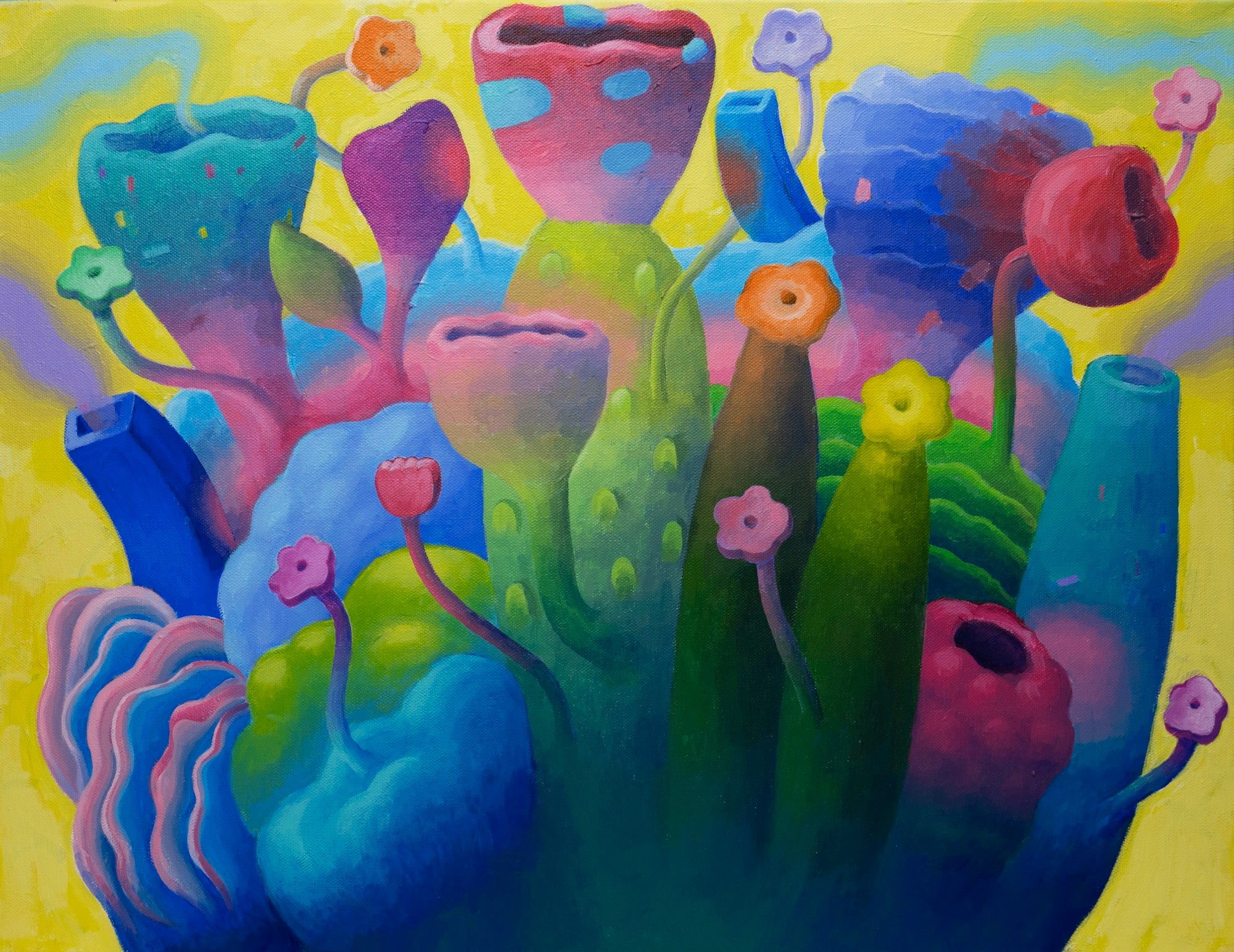 a lush abstract landscape painting